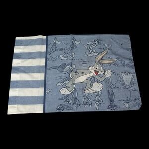 Vintage 1996 Warner Bros Looney Tunes Bugs Bunny and Taz Pillowcase Blueprint